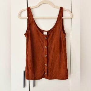 H&M Ribbed Button-Front Tank in Rust